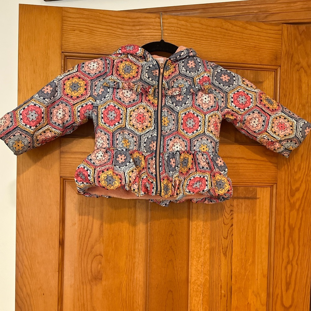 Penelope Mack Multicolor Crochet Pattern Fleece Lined Kids Puffer Jacket